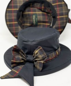 Accessori OXFORD BLUE | Cappello Cerato Impermeabile Con Fiocco Tartan