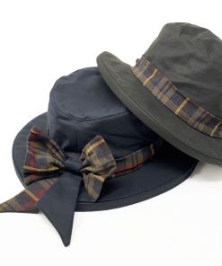 Accessori OXFORD BLUE | Cappello Cerato Impermeabile Con Fiocco Tartan