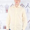 Uomo GHIGLINO 1893 | Camicia Classica Collo Francese Bastoncino Bianco Giallo
